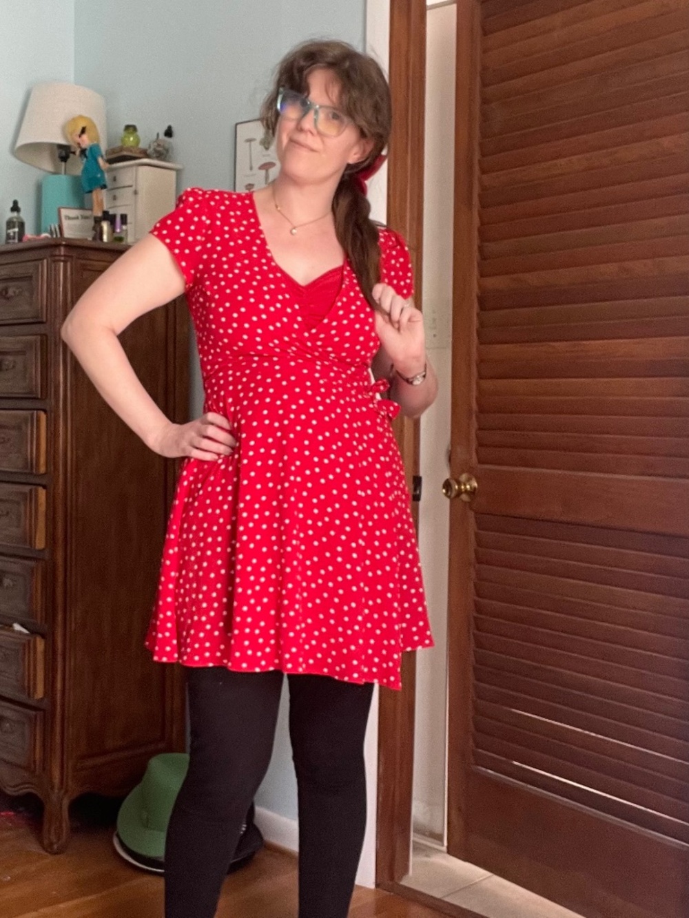 Red and White Polka Dot Mini Dress